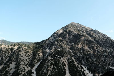 Low angle view of mountain against clear sky