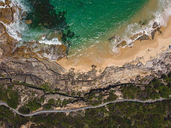 High angle view of rocks on beach