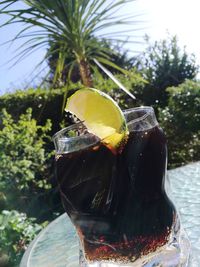 Close-up of drink on glass