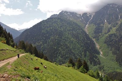 Scenic view of mountain range against sky