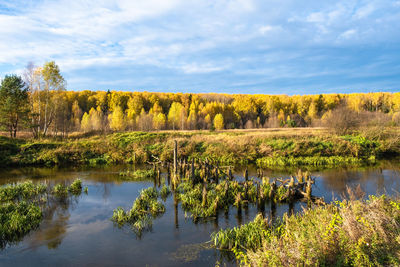 Scenic view of lake against sky