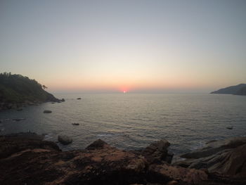 Scenic view of sea at sunset