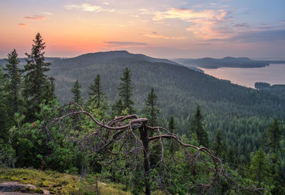 Scenic view of mountains against sky during sunset