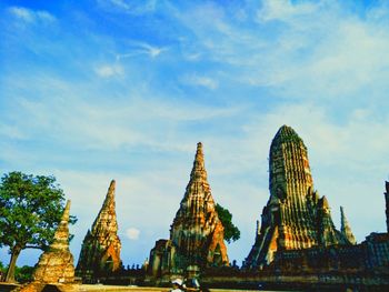 Low angle view of temple building against sky