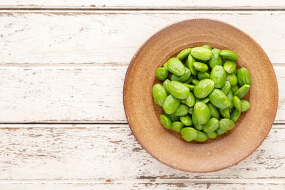 Directly above shot of food in bowl on table