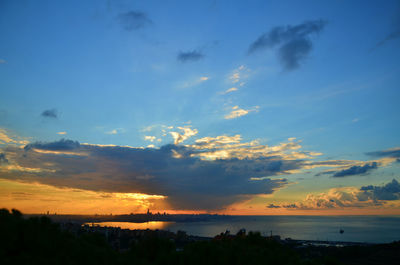 Scenic view of landscape against sky at sunset