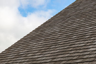 Low angle view of roof against sky