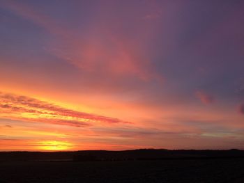 Scenic view of silhouette landscape against sky during sunset