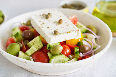 Close-up of salad in bowl on table