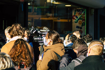 Rear view of people at music concert