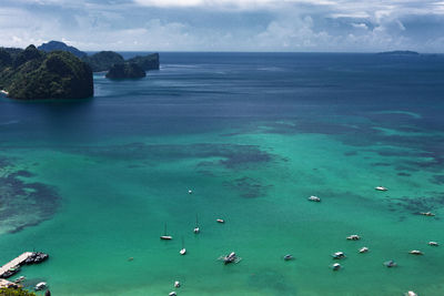 High angle view of sea against sky