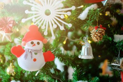 Close-up of christmas decoration on tree