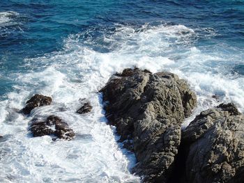 High angle view of sea waves