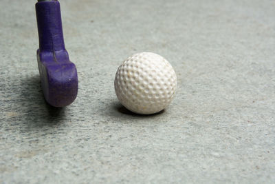 Close-up of balls on floor