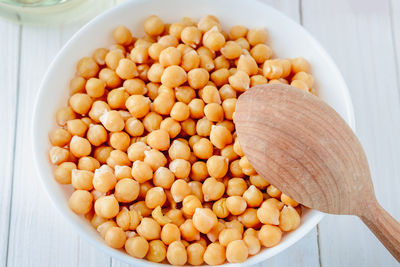 High angle view of chopped vegetables in bowl