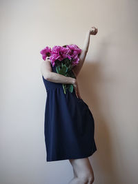  woman holding bouquet