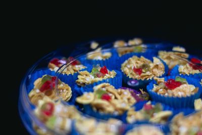 Close-up of ice cream on black background