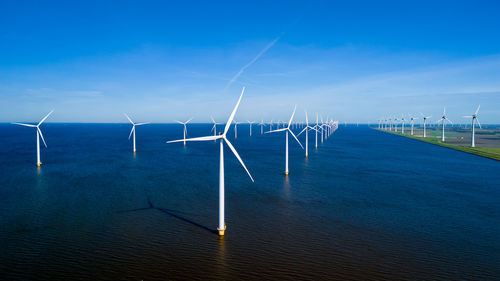 Scenic view of sea against blue sky