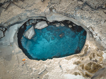 High angle view of rocks in sea