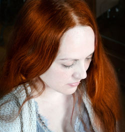 Portrait of a beautiful red haired woman