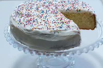 Close-up of cake on stand