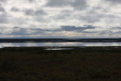 Scenic view of lake against sky