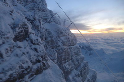 Snow covered mountain against sky