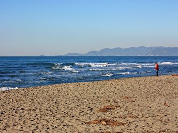 Scenic view of sea against clear sky