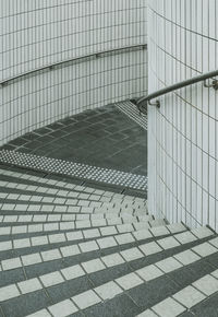 High angle view of footpath by building