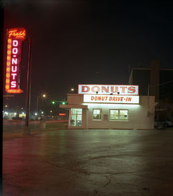 Information sign at night