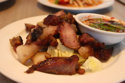 High angle view of meal served in plate