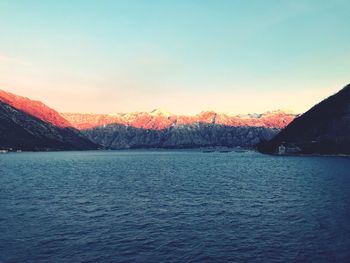 Scenic view of sea against sky during sunset