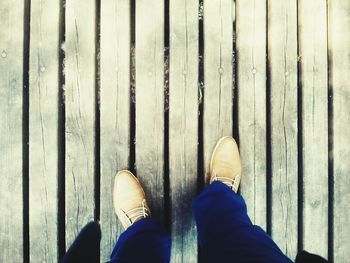 Shoes on wooden surface