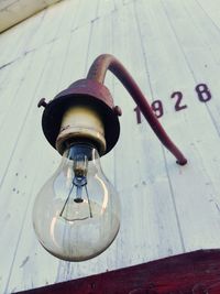 High angle view of old lamp on table