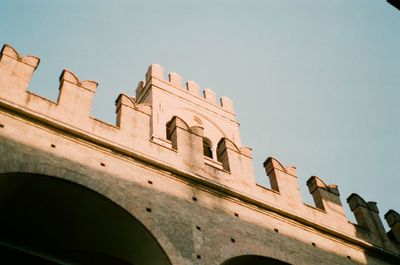 Low angle view of building against clear sky