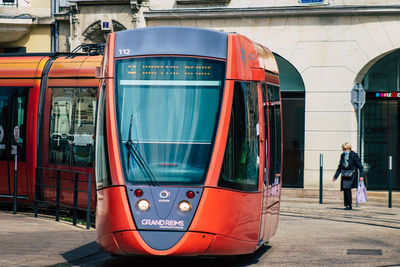 View of train in city