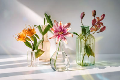 Close-up of flowers in vase on table