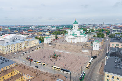 Helsinki cathedral square. one of the most famous sightseeing place in helsinki. drone 