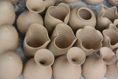 High angle view of ceramics