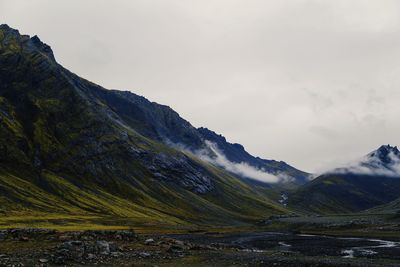 Scenic view of mountains against sky