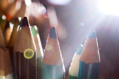 Close-up of multi colored pencils