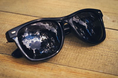 High angle view of sunglasses on table