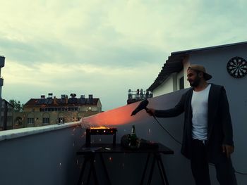 Man standing against sky
