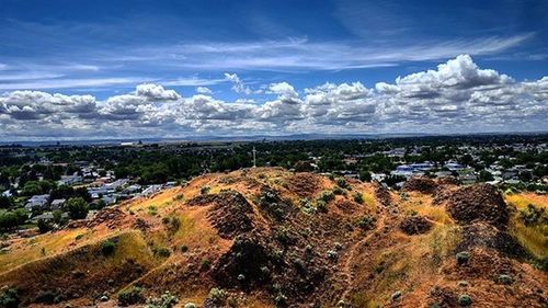 Aerial view of landscape against sky