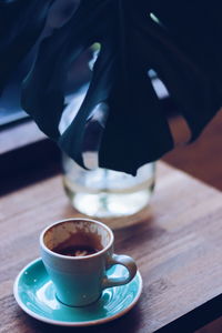 Coffee cup on table