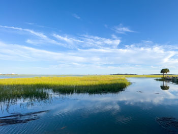 Scenic view of lake against sky