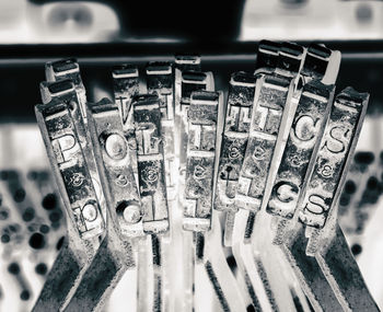 High angle view of coins on table