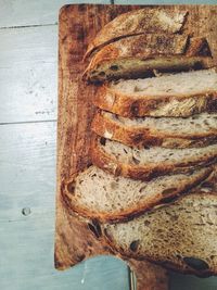 Close-up of bread on wood