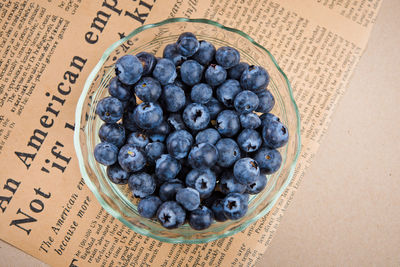 High angle view of fruits in plate