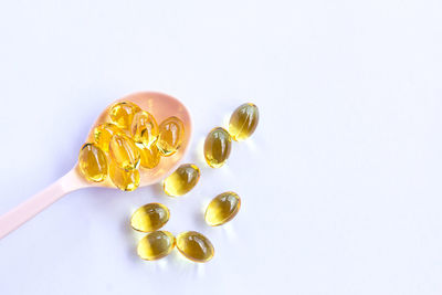 Directly above shot of glasses on white background